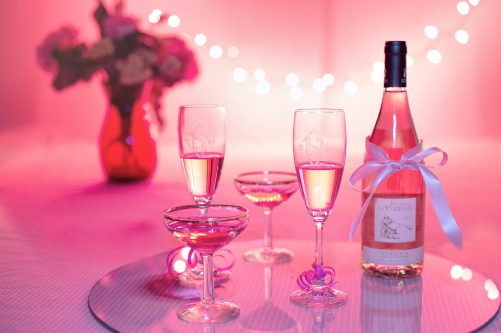 happy birthday, pink wine, champagne